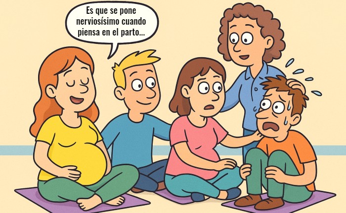 clase de preparación al parto en la que el padre se marea ante la idea de asistir al parto