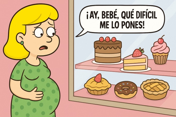 Mujer embarazada con unas ganas tremendas de comer pasteles