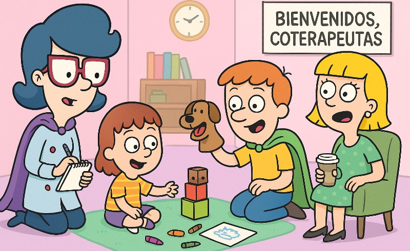 Un padre y una madre participan en la terapia de su hija