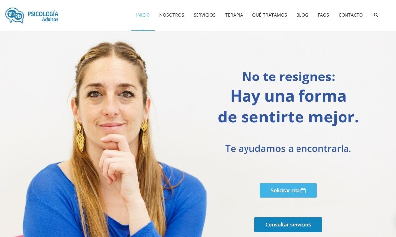Página inicial de la web de Psicología Adultos de BlaBla