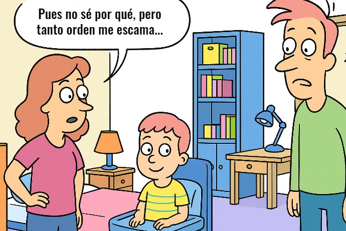 madre extrañada porque la habitación de su hijo está perfectamente ordenada