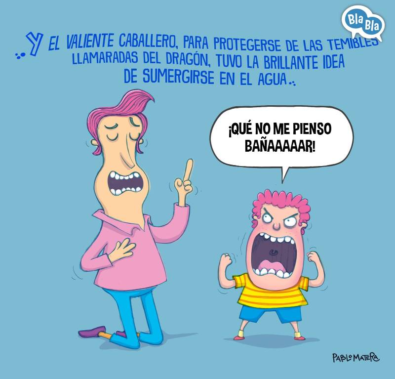 Padre trata de convencer a su hijo para que se vaya a la ducha sin conseguirlo