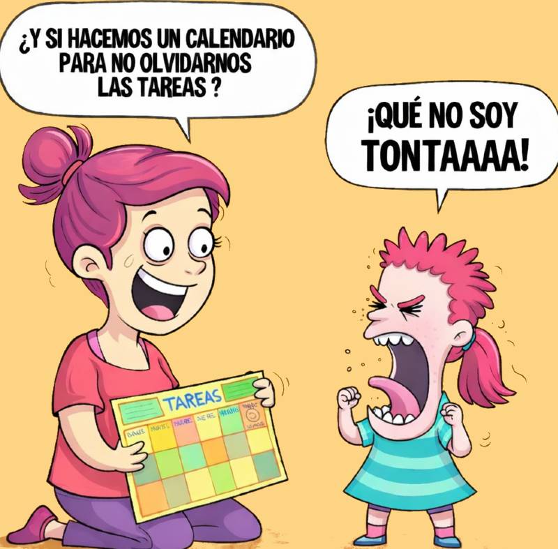 Madre ofreciendo una ayuda que su hija rechaza