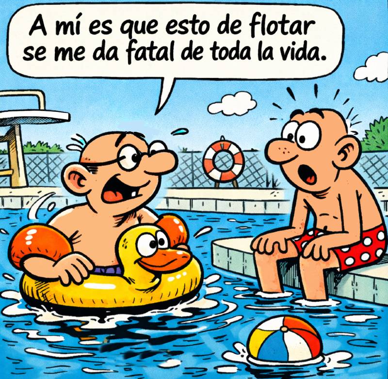 Adulto con flotador porque está convencido de que no puede aprender a nadar