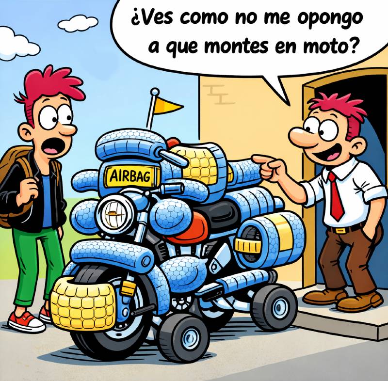 Padre sobreprotegiendo a su hijo adolescente