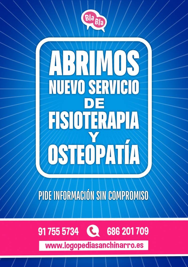 cartel de presentación del servicio de fisioterapia y osteopatía