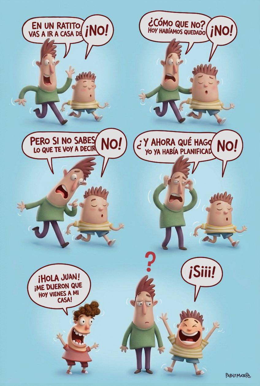 Un niño dice 'no' a su padre continuamente sin saber que le está proponiendo este