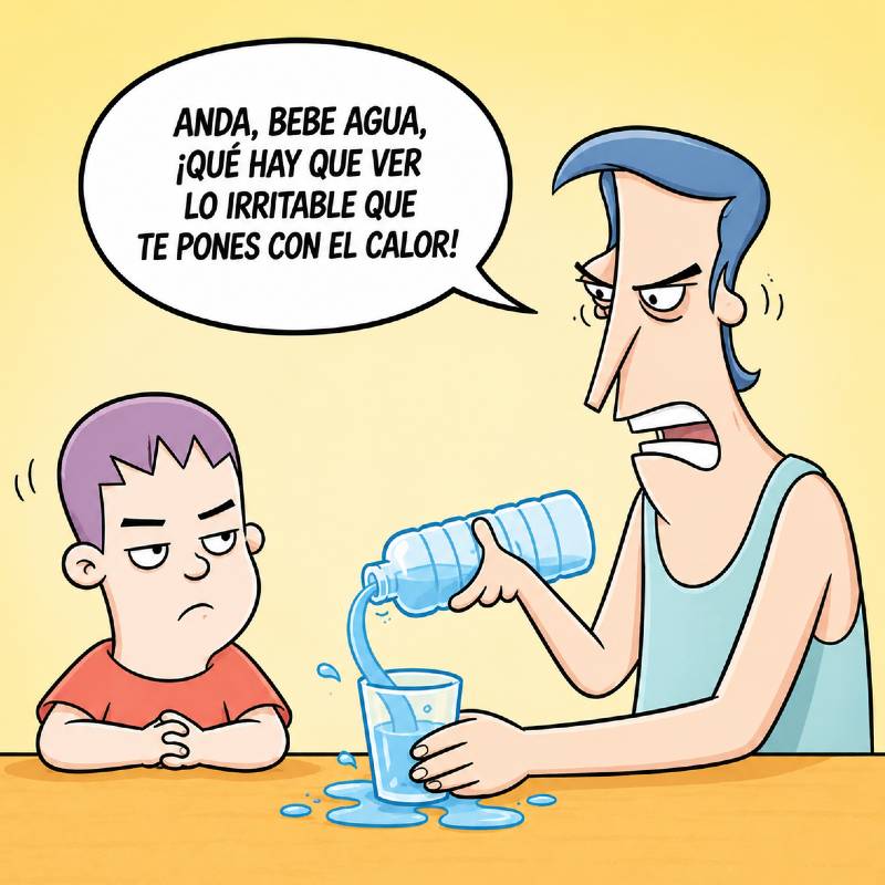 un padre acusa a su hijo de estar irritado cuando él también lo está