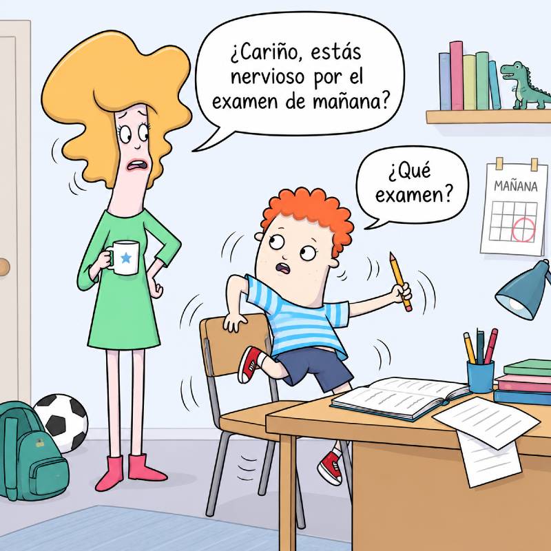 Niño inquieto mientras hace los deberes junto a su madre