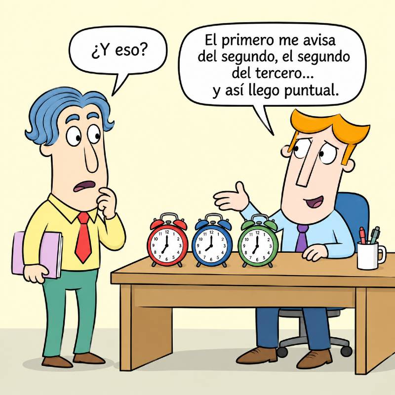 Un hombre explica por qué utiliza tres despertadores para llegar puntual