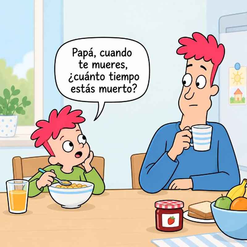 Un niño pregunta a su padre cuando regresará su abuelito