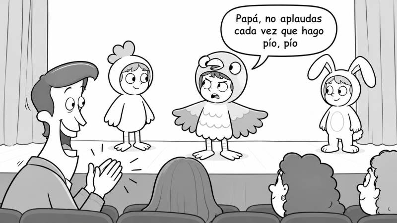 Un niño pide a su padre que no aplauda cada vez que hace pio pio